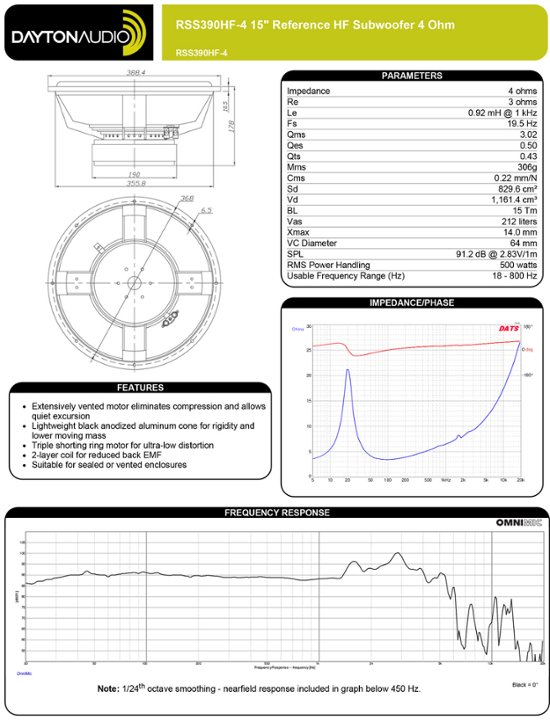 Dayton Audio RSS390HF-4画像