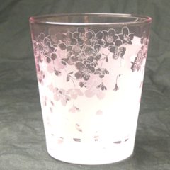 名入れ　桜グラス01　ピンク色　ラスターガラス　蕨硝子　の画像