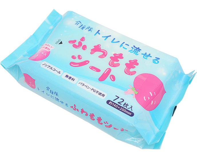 トイレに流せるふわももシート / CX-08007　72枚入（1ケース30袋入り）画像