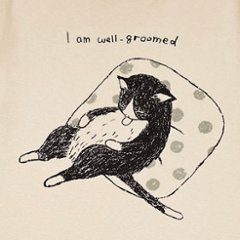 グルーミングねこのTシャツ（ベージュ）画像