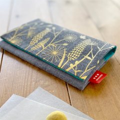 あざみとねこの懐紙入れ（シャンブレー）画像