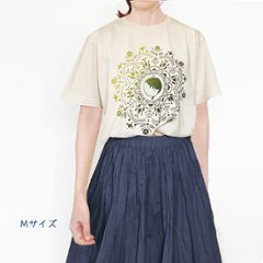 ねこの曼荼羅Tシャツ（グラデーション）黄緑画像