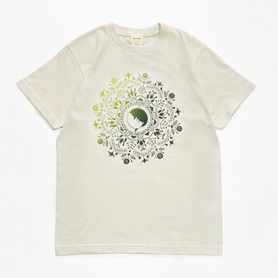 ねこの曼荼羅Tシャツ（グラデーション）黄緑画像