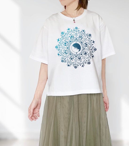 ねこの曼荼羅ビッグシルエットT（ブルーグラデ）画像