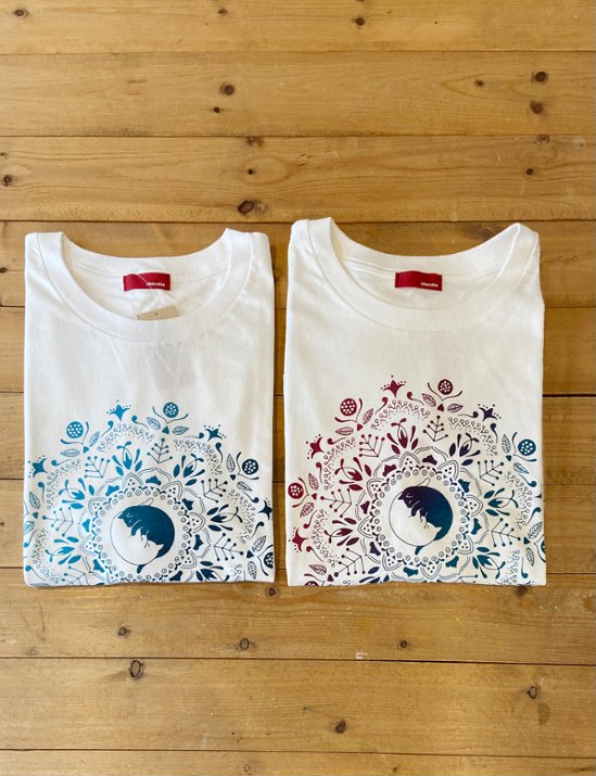 ねこの曼荼羅ビッグシルエットT（ブルーグラデ）画像