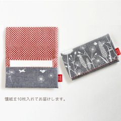 あざみとねこの懐紙入れ（シャンブレー）赤画像