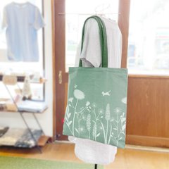 「あざみとねこ」大きめ帆布トート（ペールグリーン）画像