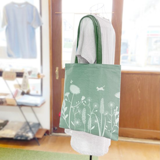 「あざみとねこ」大きめ帆布トート（ペールグリーン）画像