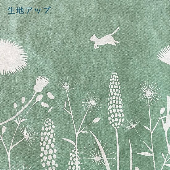 「あざみとねこ」大きめ帆布トート（ペールグリーン）画像