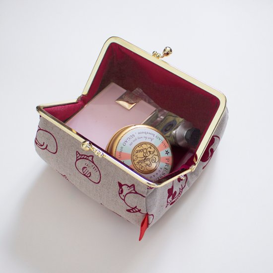 ねこのおしりのがま口ポーチ（れんが色)画像