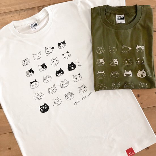 ねこのかおTシャツ（オフホワイト）画像