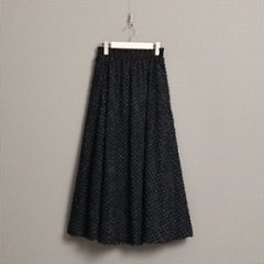 『Feather flower jacquard 』 Circular long skirt BLACKの画像