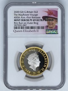 【激レア】2020年 メイフラワー号 銀貨 NGC エリザベス ロイヤルミント画像