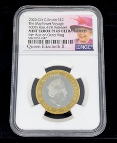 【激レア】2020年 メイフラワー号 銀貨 NGC エリザベス ロイヤルミント画像