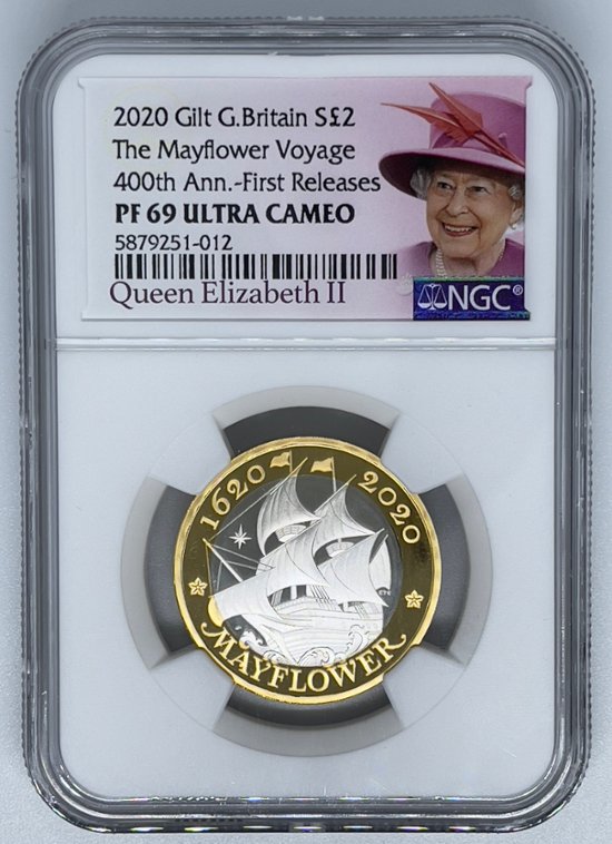 2020年 メイフラワー号出航400周年 銀貨 NGC エリザベス ロイヤルミント画像