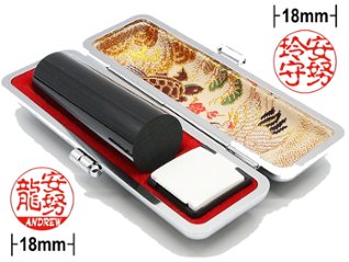 [Wooden Stamp] Small size / Round type / Cylindrical / with box / Birch dyed blackの画像