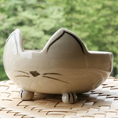 猫さんのごちそう茶碗・白の画像