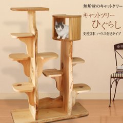 キャットツリーひぐらし　支柱2本ハウス付きタイプの画像