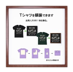 Tシャツ額縁 UVカットアクリル 正方形画面(約291×291mm) 木製 濃茶 壁用ボタンフック付 5767 30の画像