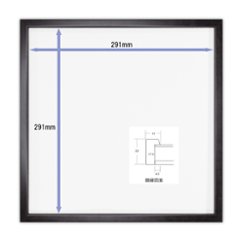 Tシャツ額縁 UVカットアクリル 正方形画面(約291×291mm) 木製 薄黒 壁用ボタンフック付 5767 30画像