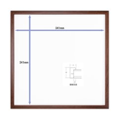 Tシャツ額縁 UVカットアクリル 正方形画面(約341×341mm) 木製 濃茶 壁用ボタンフック付 5767 35画像