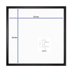 Tシャツ額縁 UVカットアクリル 正方形画面(約341×341mm) 木製 薄黒 壁用ボタンフック付 5767 35画像