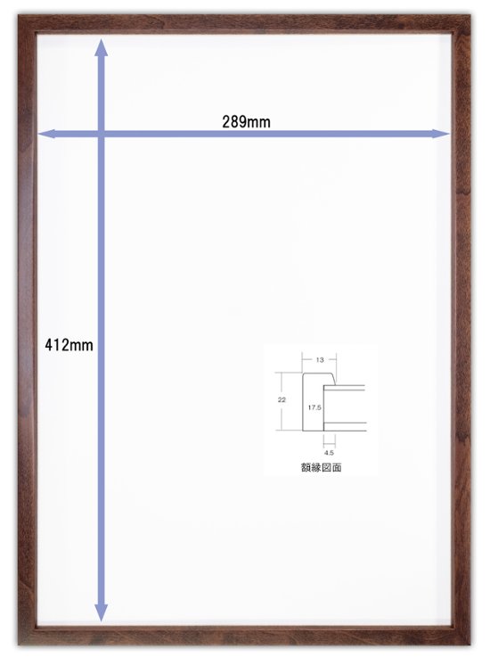 Tシャツ額縁 UVカットアクリル 画面(約289×412mm) 木製 濃茶 壁用ボタンフック付 5767 a3画像