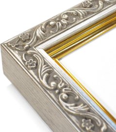 Sサイズ油彩用額縁 UVカットアクリル仕様 樹脂製 GD8201 壁用ステンWフック付 S15(652×652mm) シルバー 受注生産品画像