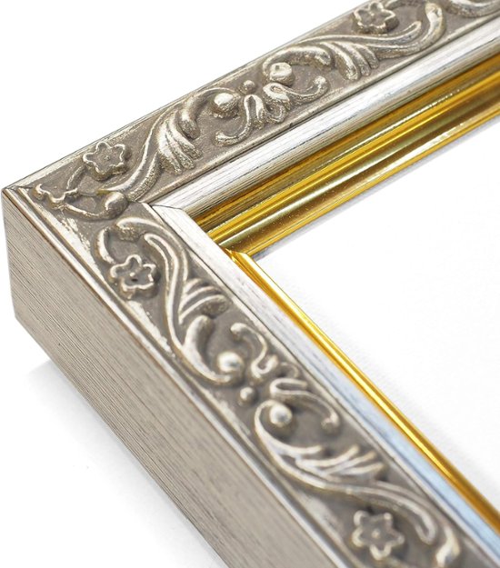 Sサイズ油彩用額縁 UVカットアクリル仕様 樹脂製 GD8201 壁用ステンWフック付 S15(652×652mm) シルバー 受注生産品画像