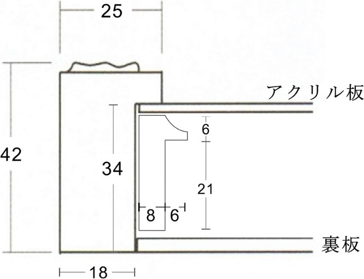 Wサイズ油彩用額縁 UVカットアクリル仕様 樹脂製 GD8201 壁用2本針フック付 WF0(140×360mm) アイボリー 受注生産品画像