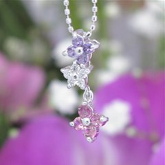 【Pure Flower Necklece】ピンクフラワーネックレス/K18WG（ホワイトゴールド） フラワーネックレス ホワイトゴールド画像