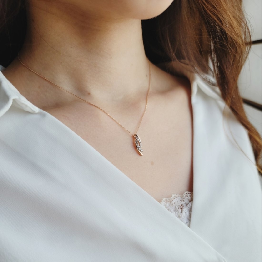 sweet10 天然ダイヤモンド ピンクゴールドネックレス ホワイトゴールド  