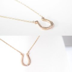 馬蹄ネックレス　ピンクゴールド　ダイヤモンド0.02ｃｔ　プチネックレス画像