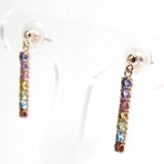 【セブンカラーアミュレット 】天然石 マルチピアス×ピンクゴールド　ピアス(K14PG) お守りピアス１４金ピアス画像