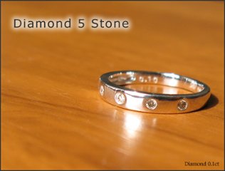 【５Ｓｔｏｎｅ】ファイブストーン×ダイヤモンドリング（0.1ｃｔ）K10 ホワイトorイエローorピンクゴールド　K18ホワイトゴールド 指輪 ４月誕生石画像