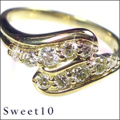 sweet10【0.5ctダイヤリング】ダイヤモンドイエローゴールドリング/K18YG指輪☆結婚１０年目の記念に贈るスイート10 １８金の画像