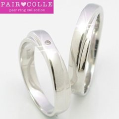  K10【Pair Colle】クロス　ペアリング・天然ダイヤモンドリング ホワイトorピンクorイエローゴールドリング（K10） 結婚指輪の画像