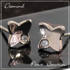 【一粒ダイヤモンドが耳元を煌めかすピアス】天然ダイヤモンドピアス×18金ピンクゴールド（Ｋ18）☆幸せになれる誕生石☆4月ダイヤの画像