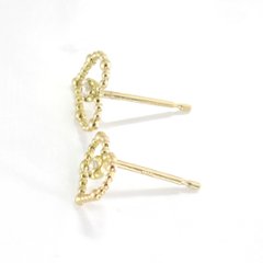 【一粒ダイヤモンド＆ハートモチーフ】天然ダイヤモンドピアス×18金ピンクゴールド（Ｋ18）☆幸せになれる誕生石☆4月ダイヤ画像