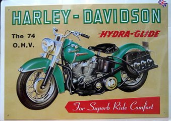 ハーレーダビッドソン HYDRA GLIDE ブリキ看板 ティンサイン　アメリカン雑貨の画像