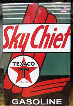 オイルメーカーブリキ看板 テキサコSky Chief ティンサイン アメリカン雑貨の画像