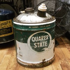 アンティーク QUAKER STATE オールドオイル缶 ガレージインテリア　レトロインテリア　アメリカン雑貨の画像