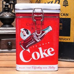 コカコーラ スクエアキャニスター缶 Coke アメリカン雑貨の画像