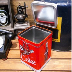 コカコーラ スクエアキャニスター缶 Coke アメリカン雑貨画像