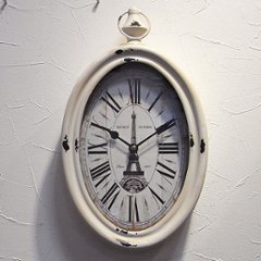  掛け時計 STEEL RIM CLOCK VERTICAL　レトロクロック　レトロ雑貨の画像