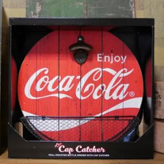 コカコーラ キャッチャー付き ウッディー ボトル オープナー ENJOY COCA-COLA アメリカンインテリアの画像