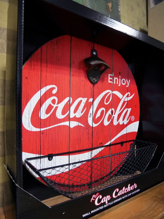 コカコーラ キャッチャー付き ウッディー ボトル オープナー ENJOY COCA-COLA アメリカンインテリア画像