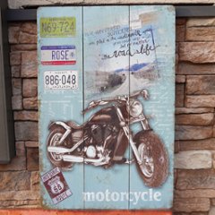 アメリカン インテリア モーターサイクル 木製看板 サインボードの画像