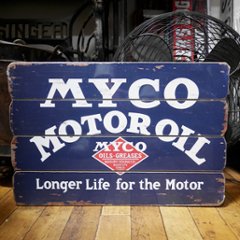 MYCO MOTOR OIL ヴィンテージサインボード インテリア 木製看板 マイコモーターオイルの画像