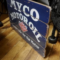 MYCO MOTOR OIL ヴィンテージサインボード インテリア 木製看板 マイコモーターオイル画像